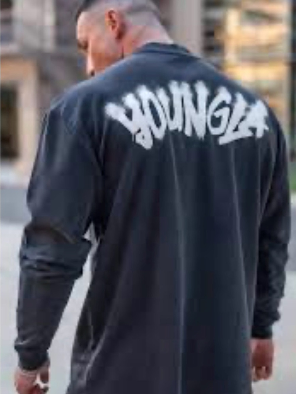 YoungLA Black Long Sleeve Tee with White Logo